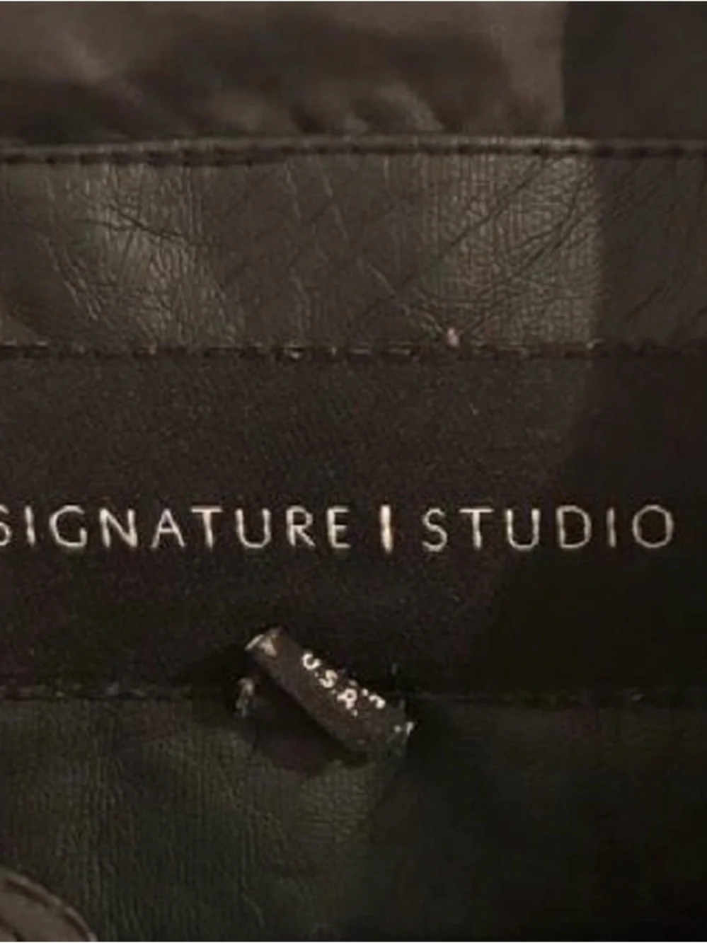 Signature Studio Black Faux Leather Jacket - Minimal Logo Detail